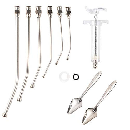 20ML Young Bird Feeding Syringe Set with 6 Tubes and 2 Spoon | Feeding Tubes for Birds Parrot,Hand Young Bird Feeder,Curved Gavage Tubes,Stainless Steel Metal Feeding Spoon - size: 20ML