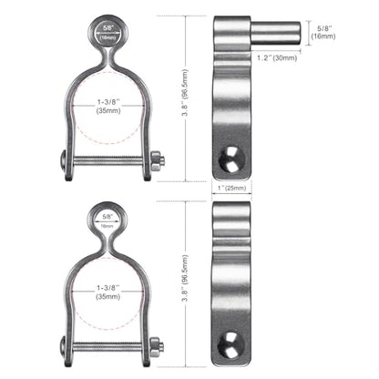 Insaga 2 Pack 1-3/8" Heavy Duty Chain Link Fence Gate Hinges, 304 Stainless Steel T-Post & Pipe Gate Hinge Kit with Frame and Post Brackets, Bolts & Nuts Included for Farm, Cattle, and Chain Link Gate - color: Lightweight, size: 1-3/8''-2Pack
