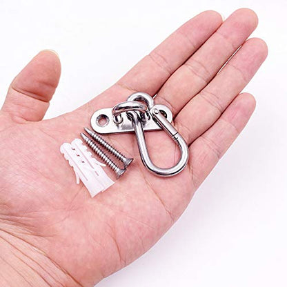 10 Pcs Stainless Steel 1.8 inch Pad Eye Plate U Hooks + 10pcs Stainless Steel Snap Hook, Marine Hardware Staple Hook Loop with Screws, Plastic Expansion Pipe | Marine Hardware Staple Hook Loop with Screws, Plastic Expansion Pipe
