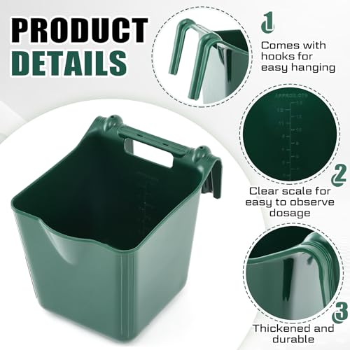 8 Pcs 15 Quart Plastic Hook Over Horse Feed Bucket for Stall Fence, Green - color: Green