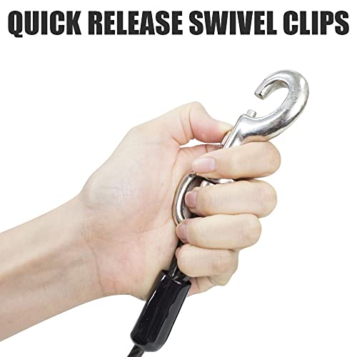 BV Dog Tie Out Cable 25 Feet - Heavy Duty Dog Lead Up to 250 Pounds - Reflective & Rust-Free with Quick Release Swivel Clips & 360° Rotating Clasp - Tangle-Free Dogs Runner for Yard (Grey, Pair) - color: 250lbs/ 25ft/ Grey, style: Pair