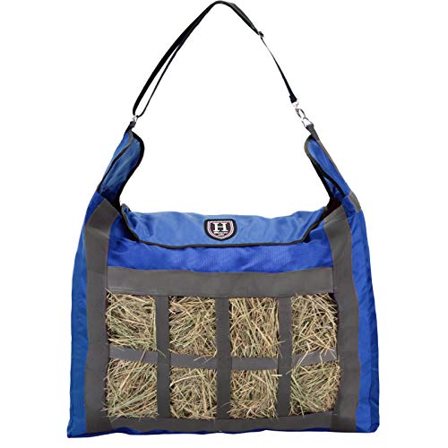 Harrison Howard Premium Durable Slow Feed Horse Hay Bags Oxford Cloth Heavy Duty Large Capacity Horse Feeding Bag-Champion Blue - color: Champion Blue