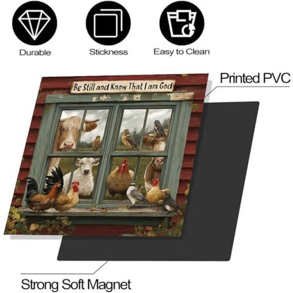 Farmhouse Animals Dishwasher Magnetic Cover,Rooster Refrigerator Magnet Cover Panel Decal, Cow Washing Machine Front Cover Magnetic Cover,Christian Appliance Panel Sticker,23"x17" - color: Animals, size: 23 W x 17 H inch