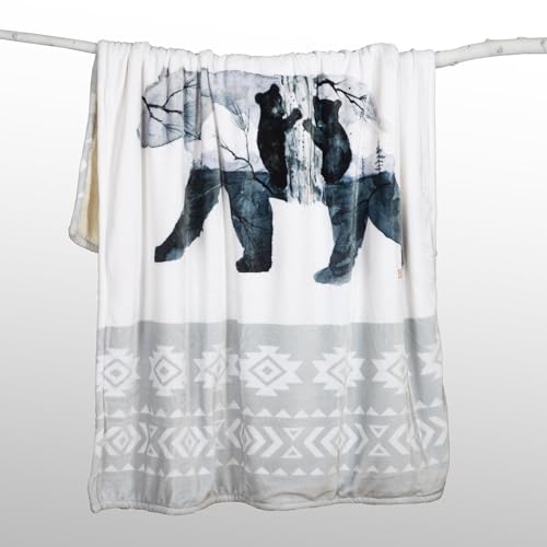 Carstens, Inc. Dean Crouser Plush Sherpa Fleece Oversized Throw Blanket 54" x 68", Mama Bear & Cubs - color: Mama Bear & Cubs