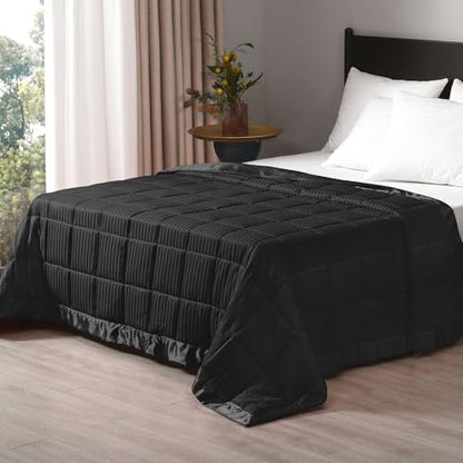 downluxe Weighted Blanket King Size, 18 lb Weighted Blanket with Glass Beads for All Season, Machine Washable Heavy Blanket (Black, 108 X 90 Inch) - color: Black, size: Weighted King,18lb