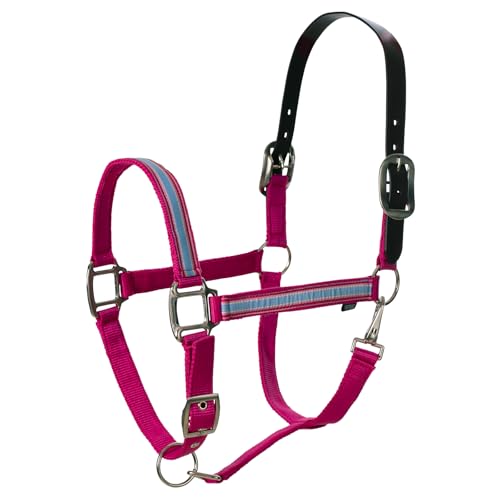 Equinavia Pegasus Adustable Breakaway Horse Halter - color: Pink/Blue Preppy Stripe, size: Cob