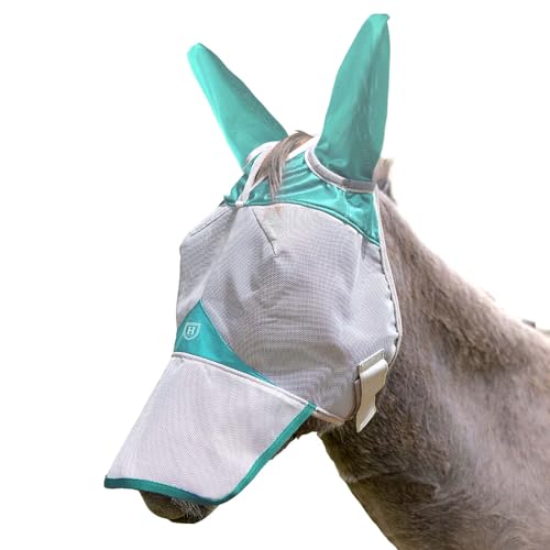 Harrison Howard Mule Donkey Fly Mask Full Face Protection with Nose Cover Mint M - color: Mint, size: Medium