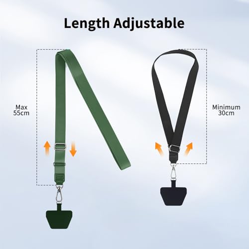 CACOE Phone Lanyard, Black+Dark Green,2 Pcs - color: Black+dark Green, size: 21.65"