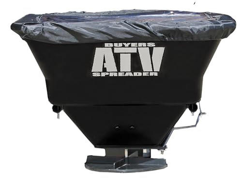 Buyers Products ATVS100 ATV Broadcast Spreader with Rain Cover, 100 lb Capacity, Rear Rack Mount, Poly Hopper, 12V Motor, for Seed, Fertilizer, Salt & Feed, All Season Use, ATV Accessories & Lawn Care