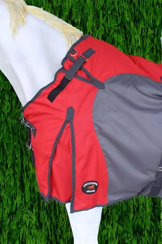72" 1200D Horse Turnout Waterproof Heavy Weight Winter Blanket 5EE22RD - color: Grey/Red, size: 72"