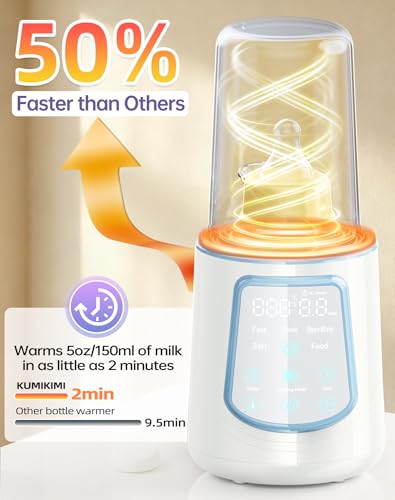 12 in 1 Fast Baby Bottle Warmer Constant Temp Milk Warmer Fits All Bottles | Even Heating No Hot Spots, Night Mode, Sterili-zing for Breastmilk & Formula Blue - color: Fast-Blue