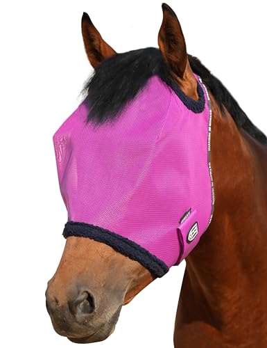 Harrison Howard All Round Mesh Horse Fly Mask UV Protective with Fleece Padded Edging Purple S - color: Purple, size: Small (Yearling)