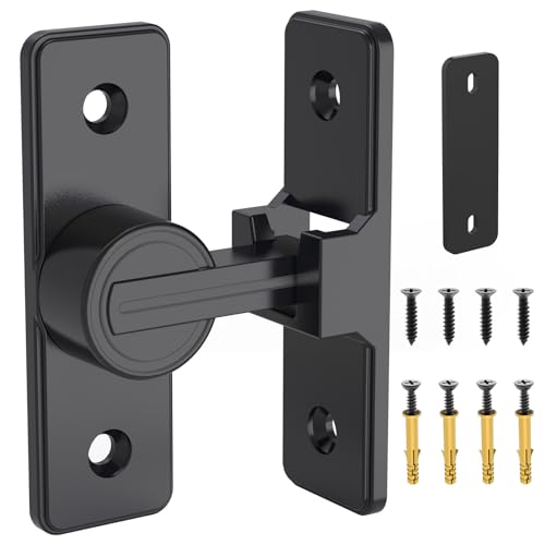 Barn Door Lock Hardware, 90 Degree Flip Latch Privacy Lock, Black | Heavy Duty Zinc Alloy Sliding Barn Door Latch for Bathroom, Bedroom, Closet, Garage, Shed and Gate - color: Black