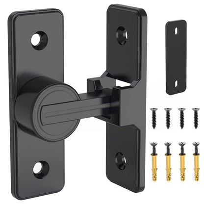Barn Door Lock Hardware, 90 Degree Flip Latch Privacy Lock, Black | Heavy Duty Zinc Alloy Sliding Barn Door Latch for Bathroom, Bedroom, Closet, Garage, Shed and Gate - color: Black