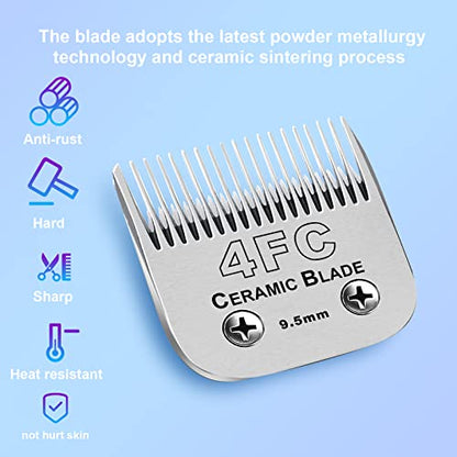 4FC Detachable Dog Blades Compatible with Andis/Oster A5 Grooming - color: Silver, size: 4FC 9.5mm (2 Pack)