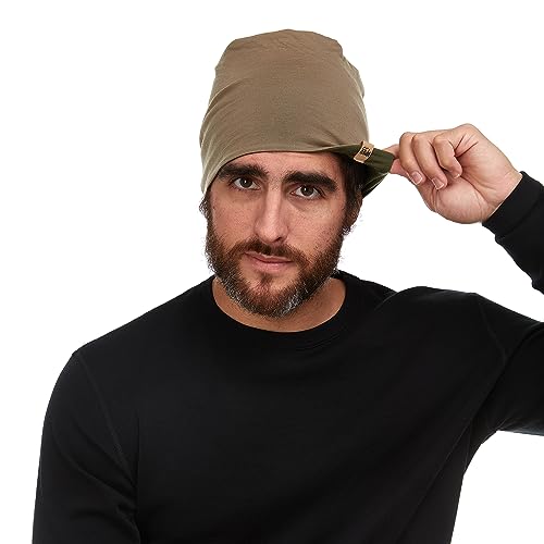 Minus33 Merino Wool Micro Weight Reversible Beanie - color: Tan 499 / Olive Drab