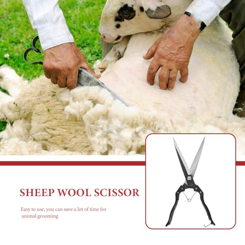 Manual Sheep Shears 13.78 Inch Carbon Steel Animal Hair Clippers with Ergonomic Handle for Efficient Sheep Goat Cow Grooming and Farm Use