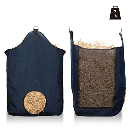 3PCS Hay Bags for Horse, Large Capacity Feeding Bag, Goat Hay Feeder, Hay Nets for Sheep, Open Feed Hole Hay Feeder for Slow Feeding (Small Blue & 2 Blue)
