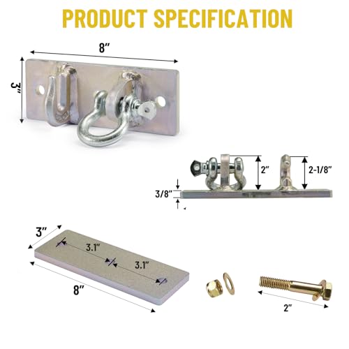 Tractor Bucket Hooks, Bolt On Clevis Mount with 1/2” Shackle, 5/16”Grab Hooks G70 Steel, Shackles Mount with Backer Plate, Heavy Duty Tow Hook for Car Truck SUV RV UTV Tractors Bucket (Gold) - color: Gold