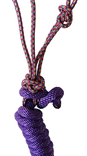 Nylon Horse Braided Rope Noseband Halter w/Lead Rope Purple 606EA01PR - color: Purple/Multicolor