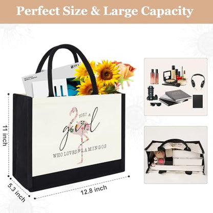 GevGuxLuo Tote Bag for Women Animal Lover Bag Gift for Women - color: Flamingos