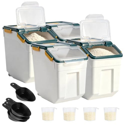 Saim 4Pack 50lb Flour & Rice Storage Container Bin (Dark Blue) - color: 4Pack 50lbs Dark Blue
