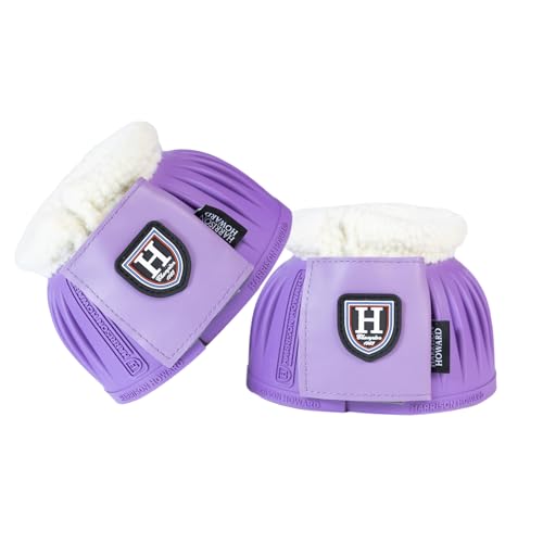 Harrison Howard Rubber Pull-on Bell Boots with Fleece Lining and Extra-Large Leather Touch-Close Tape - color: Violet