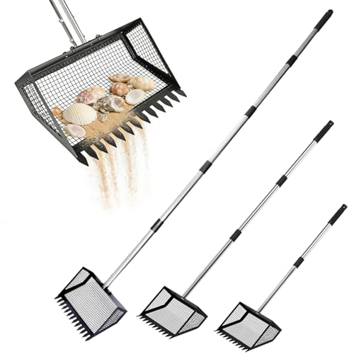 10.3in Sand Flea Rake with 24 to 68in Adjustable Steel Handle