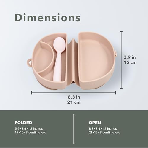 Miniware Fold & Scoop Baby Feeding Set - Silicone Travel Baby Plate With Suction & Baby Spoon - Compact, Portable, Dishwasher-Safe, Suction Base for Mess-Free Eating (Pink Salt and Cotton Candy) - color: Pinksalt & Cotton Candy