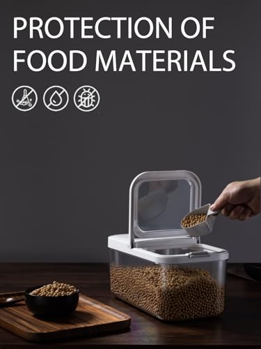 LivLab Mker 10 lb Airtight Rice Storage Container with Measuring Cup | Clear BPA-free grain dispenser with airtight lid and measuring cup; ideal for rice, cereal, and other pantry dry foods. - color: 10KG-B