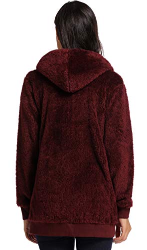 Fleece Coat for Women,Women's Oversized Zip Up Hooded Jacket Winter Plus Size Sherpa Coat - color: Awinered, size: Small