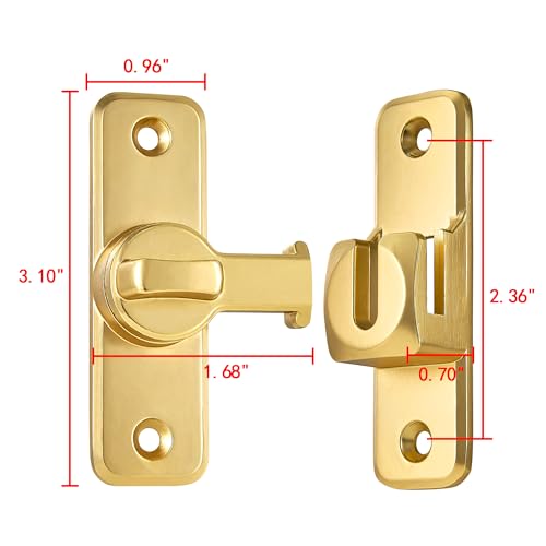 Gold 90/180 Degree Flip Latch,Zinc Alloy Barn Door Latch - color: Gold