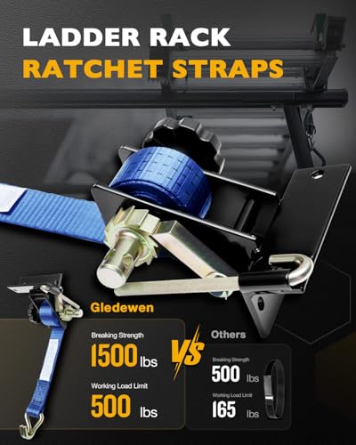 Ladder Rack Ratchet Straps, Truck Rack Straps, 1.4" Black Square Tube Mount - color: Blue (4 pcs), size: Black Square Tube