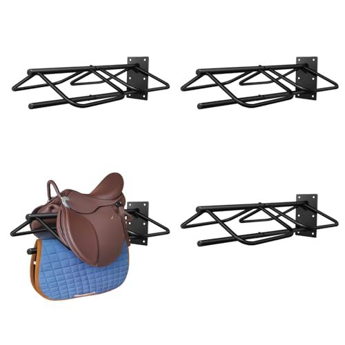 Saddle Rack with Pad Bar for Horse, Heavy Duty Wall Mounted Saddle