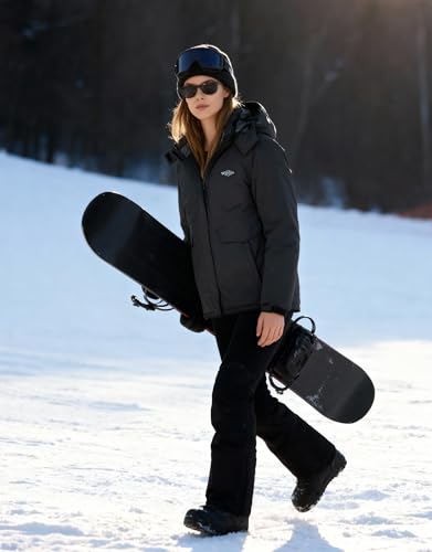 wantdo Women's Waterproof Ski Jacket Warm Fleece Lined Snow Winter Coat | 10000mm Waterproof Snowboard Jacket for Skiing, Hiking, Commute, Removable Hood, 6 Pocket, Windproof Warm -10°F to 50°F - color: Dark Gray, size: Small
