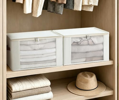Qozary Cashmere Sweater Storage Bags for Closet with Cedar Blocks, 2 Pack
