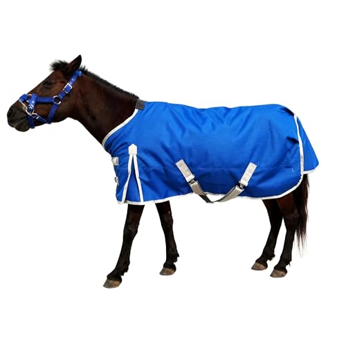 Miniature Horse Pony Horse Blanket, 1200D Winter Turnout Blanket for Pony Breeds/Tiny Horse/Small Breed Horse/Foal,Donkey Blanket Medium Weight with 220g Polyester Liner(51inch, Blue) - size: 100cm-51inch