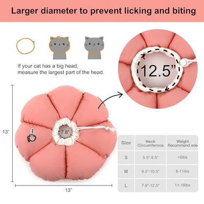 HiDREAM Cat Cone Collar,Cute Waterproof Elizabethan e Collar for Cats,Anti-Bite Lick Wound Healing Safety Cat Recovery Collar,All-Season Style - color: Pink flowers, size: Large