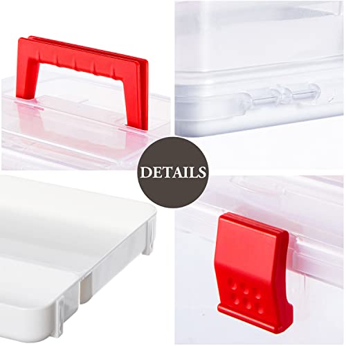 MyGift 10 Inch Clear First Aid Bin with Tray & Quick Access Lid, Red - color: Red