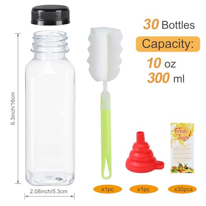 30pcs 10oz Empty Plastic Juice Bottles with Tamper Evident Caps - size: 10 ounces