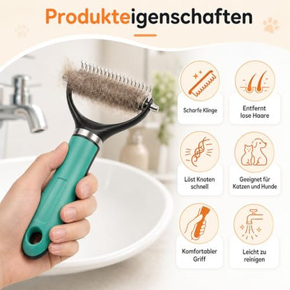 Pet Grooming Brush, Pets Knotted Dog Grooming, Pets Knotting Comb, Professional Pet Deshedding Brush, Deshedding Comb Fur Brushes, Shedding Brushes For Dogs And Cats (Green) - color: Green