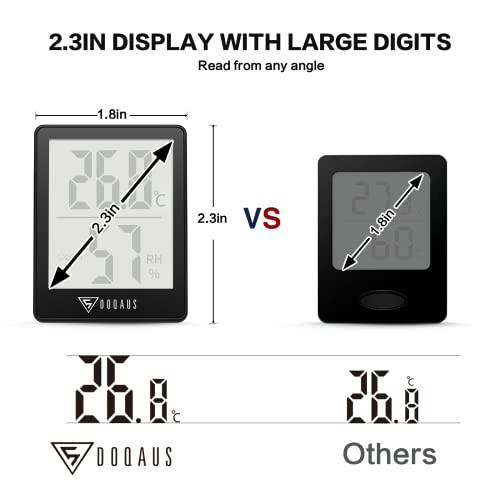 DOQAUS 2 Pack Digital Hygrometer Indoor Thermometer Humidity Meter - color: Black, size: 2 Pack