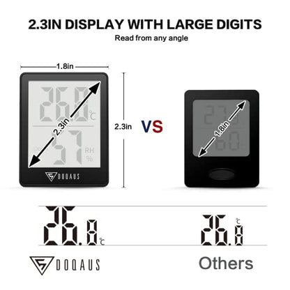 DOQAUS 2 Pack Digital Hygrometer Indoor Thermometer Humidity Meter - color: Black, size: 2 Pack