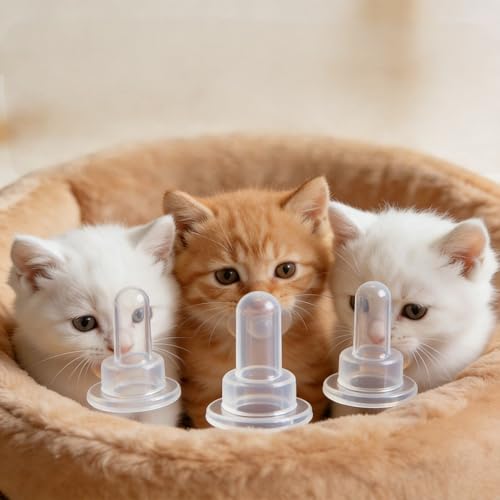 40 Pack Kitten Bottle Nipples, Silicone Pet Nursing Nipples Replacement Pacifiers for Small Animals Newborn Dogs Cats Puppy - Pet Feeding Tool Accessory