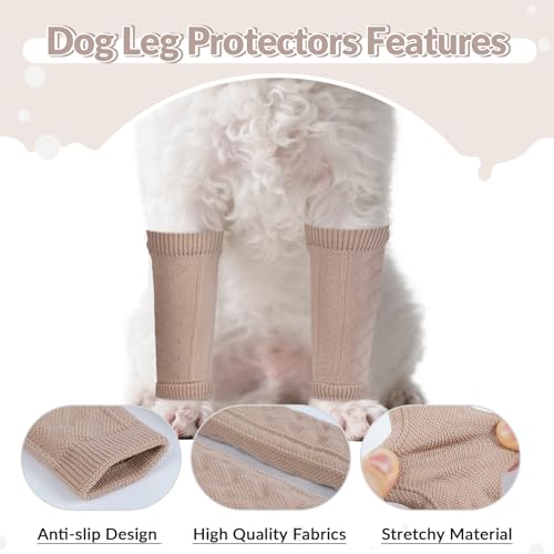 ROZKITCH 4 PCS Dog Front Sleeve to Help Reducing Licking Scratching Elbow - color: Cinnamon, size: M-Leg Girth: 2.67in