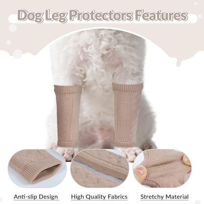 ROZKITCH 4 PCS Dog Front Sleeve to Help Reducing Licking Scratching Elbow - color: Cinnamon, size: M-Leg Girth: 2.67in