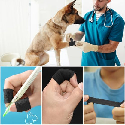 6pcs 1/2in Self Adhesive Bandage Wraps, 5 Yards Black - color: Black, size: 1/2in