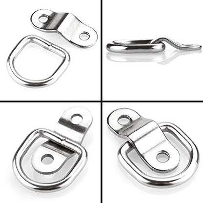 12 Pack Tie Down Rings with Mounting Brackets, Heavy Duty Stainless Steel Lashing Ring D-Ring Anchor Point, 1/4" Surface Mount for Trailer Truck Hauling, Cargo Load, RV Pickup Camper and Boat