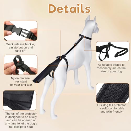 Dog Tail Protector for Large Dogs Adjustable Harness Style Tail Guard-Black