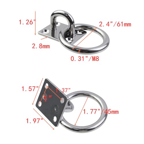 2Pcs M8*60 Cross Tie Ring for Horse - size: M8*60